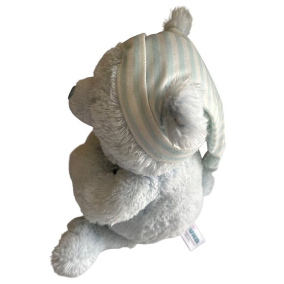 Baby Gund Animated Musical Goodnight Prayer Bear Plush Toy 14" With Striped Cap - Picture 2 of 6